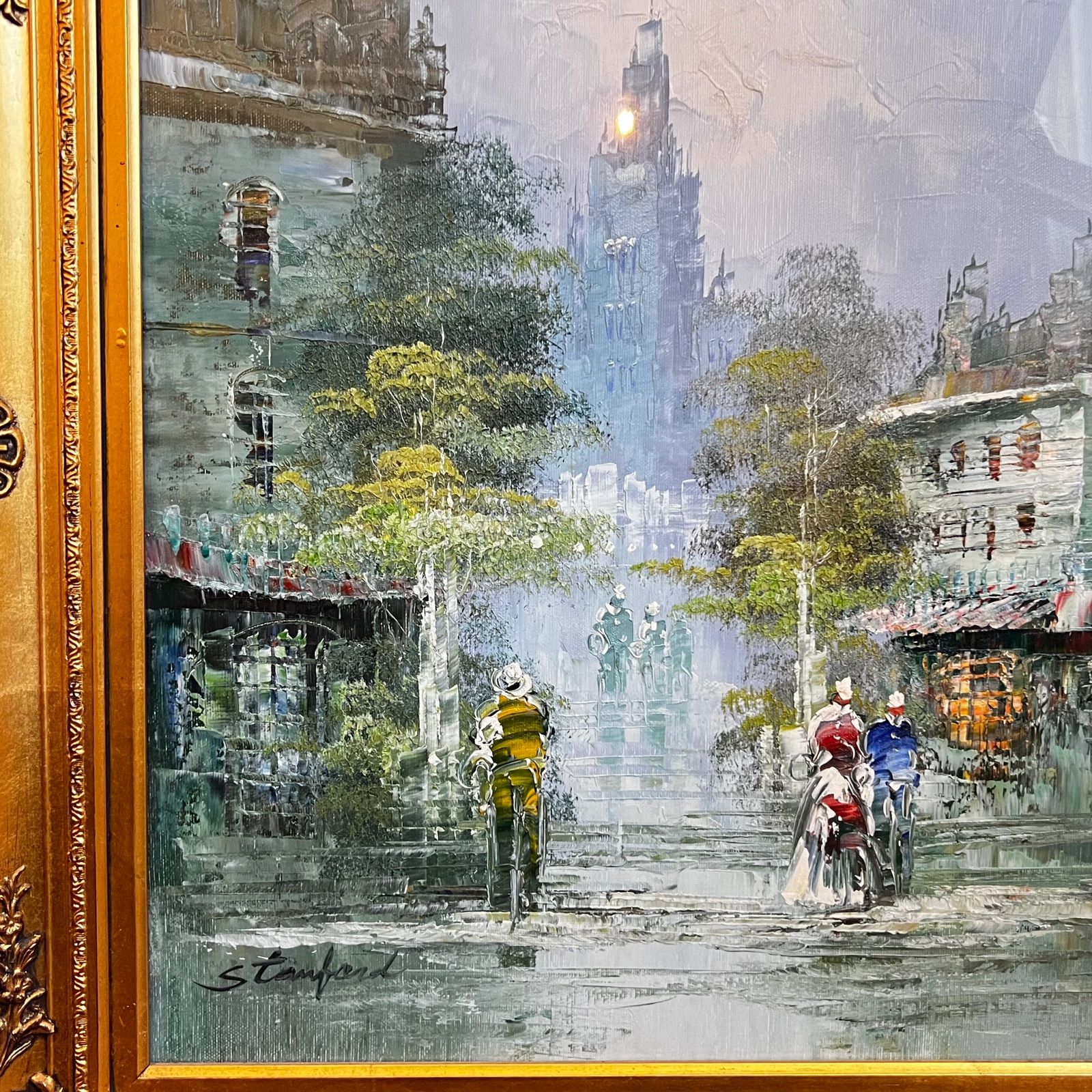 ヨーロッパの街並みを描いた絵画 stanford 油彩画《ヨーロッパ街並風景 