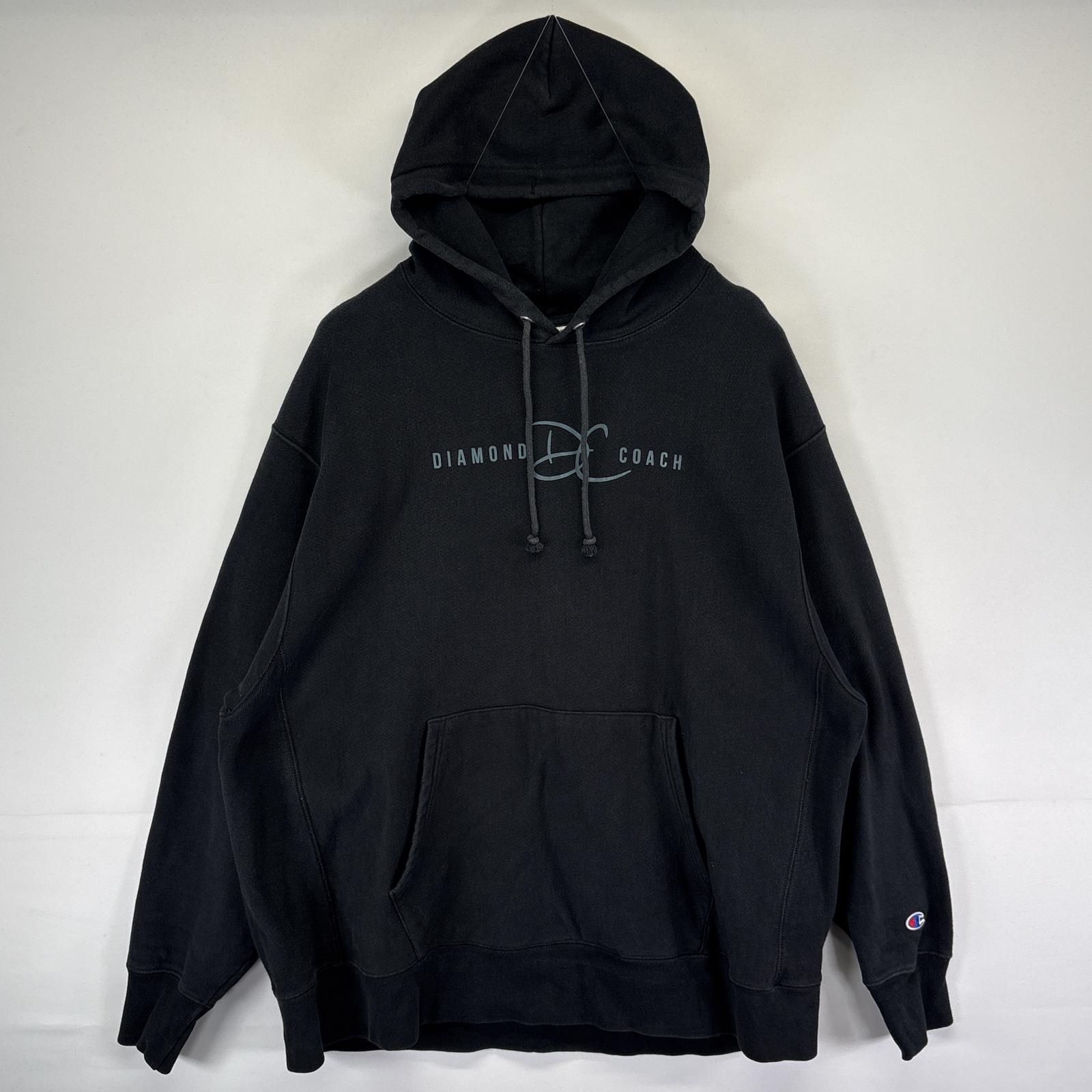 2XL Champion リバースウィーブ ブラック パーカー フード付き 古着 古着 チャンピオン Champion パーカー リバースウィーブ 大きい