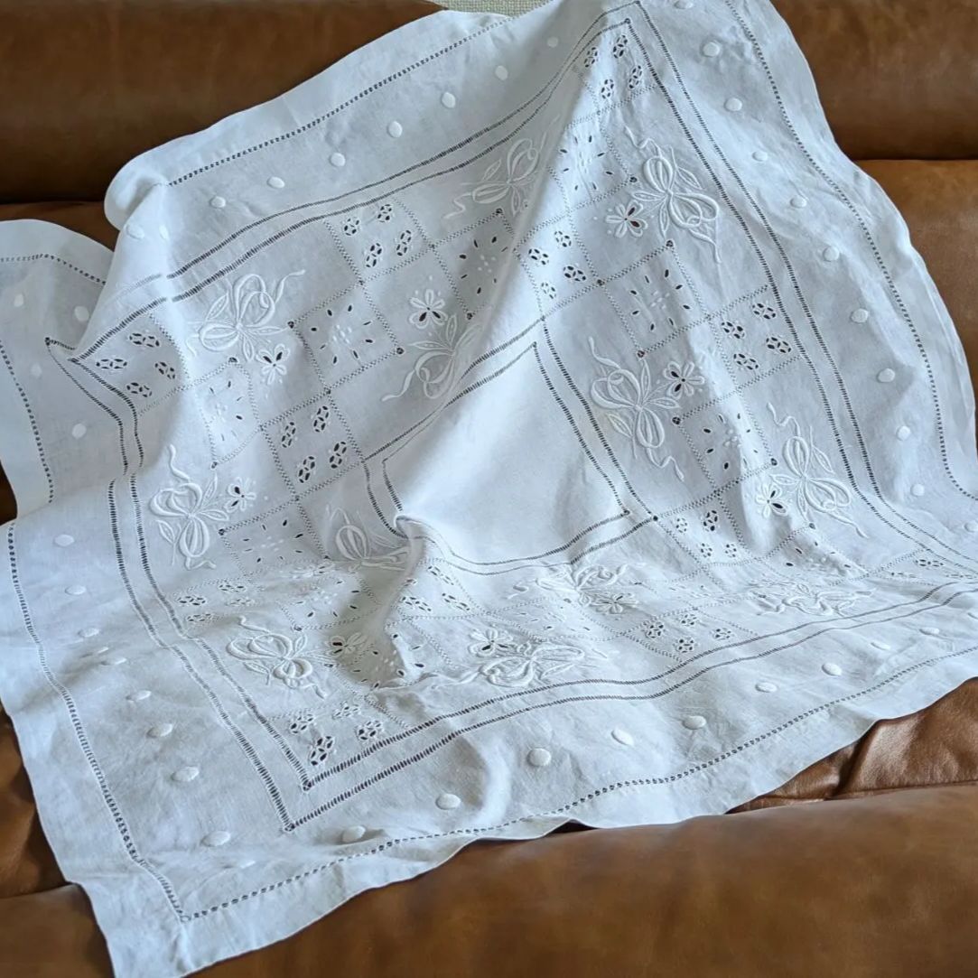フランス アンティーク テーブルクロス 刺繍 エンブロイダリー | 405254