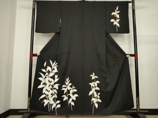 平和屋着物●訪問着　刺繍　南天文　黒地　正絹　逸品　未使用　AABA7936ck 平和屋着物○訪問着 刺繍 南天文 黒地 正絹 逸品 未使用 AABA7936ck 2025