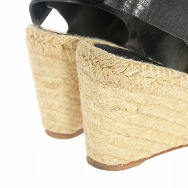 セリーヌ ウェッジソール エスパドリーユ オープントゥ ヒール 35