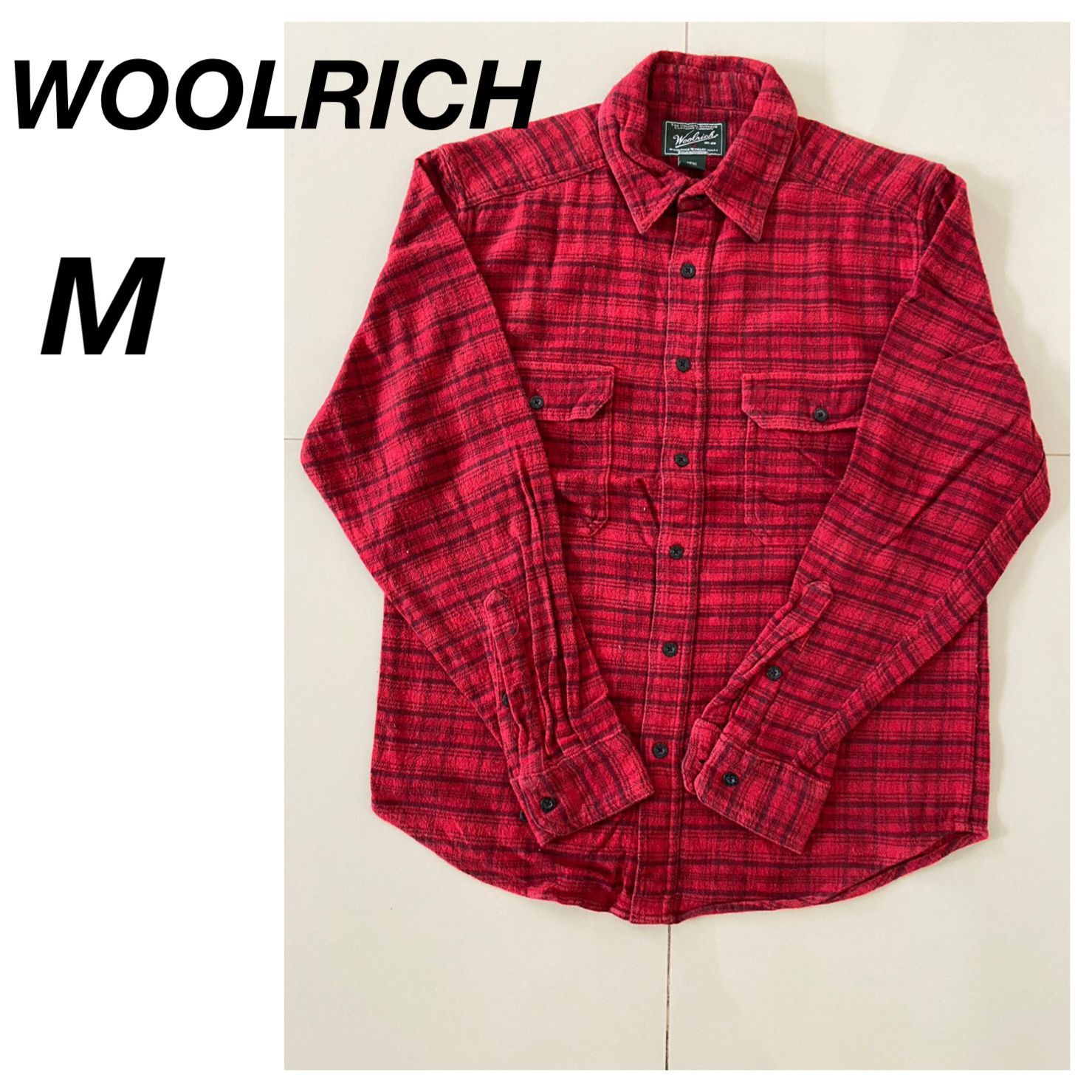 16 長袖シャツ ネルシャツ チェック柄 M WOOLRICH ウールリッチ 赤