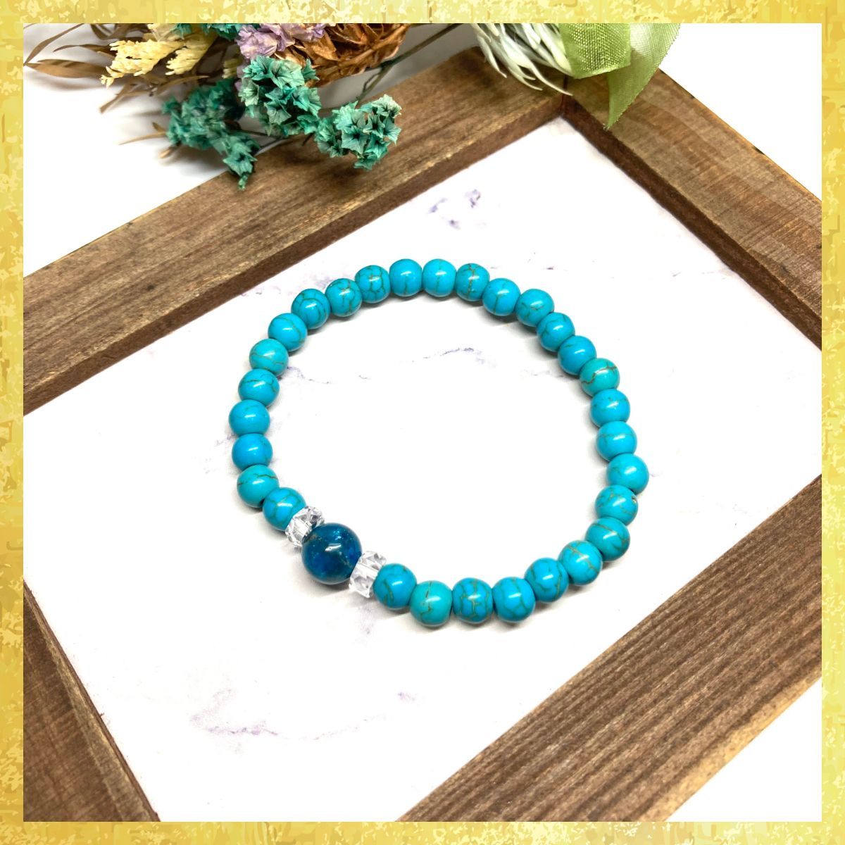 アパタイト -ターコイズ ブレスレット パワーストーン 8mm×6mm | メンズ レディース 男性 女性 お守り ハンドメイド