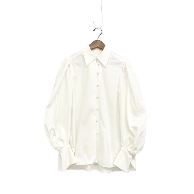 22AW Mame Kurogouchi マメクロゴウチ Curved Pleated Shirt カーブ