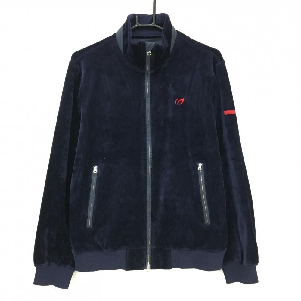 ショップ マスターバニー ジャケットブルゾン ネイビー ベロア調 ロゴ