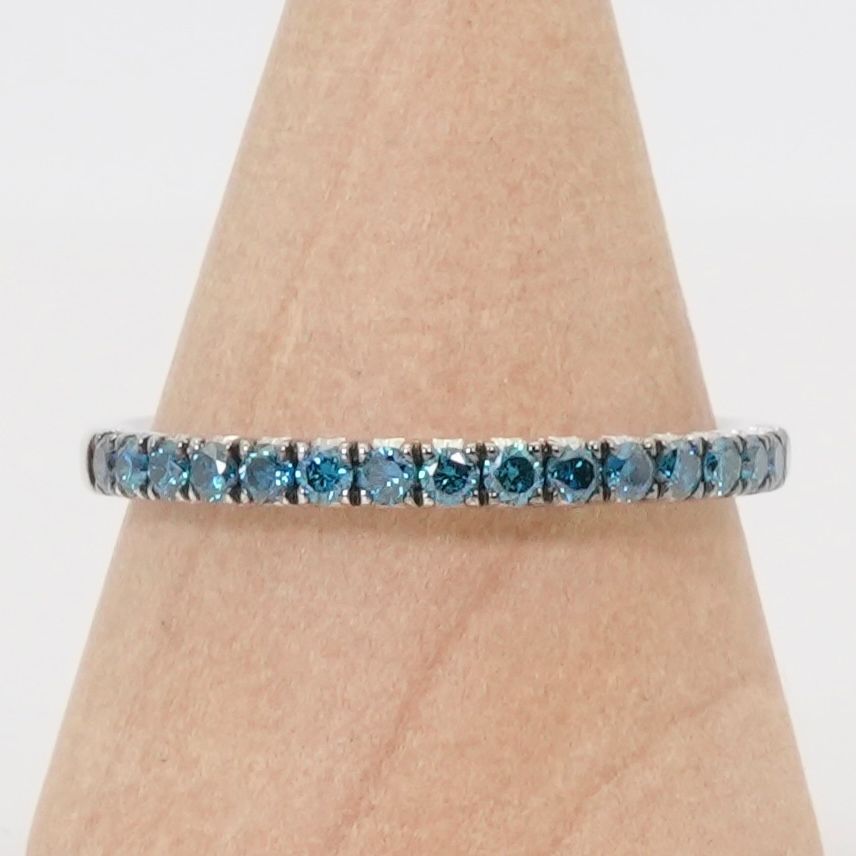 K18WG ブルーダイヤ 0.35ct ハーフエタニティリング/24-4741