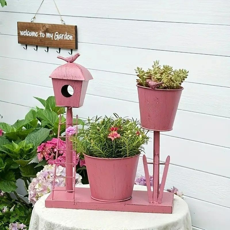 鋳鉄製 鳥装飾 スタンドプランター 鋳鉄製 鳥装飾 スタンドプランター