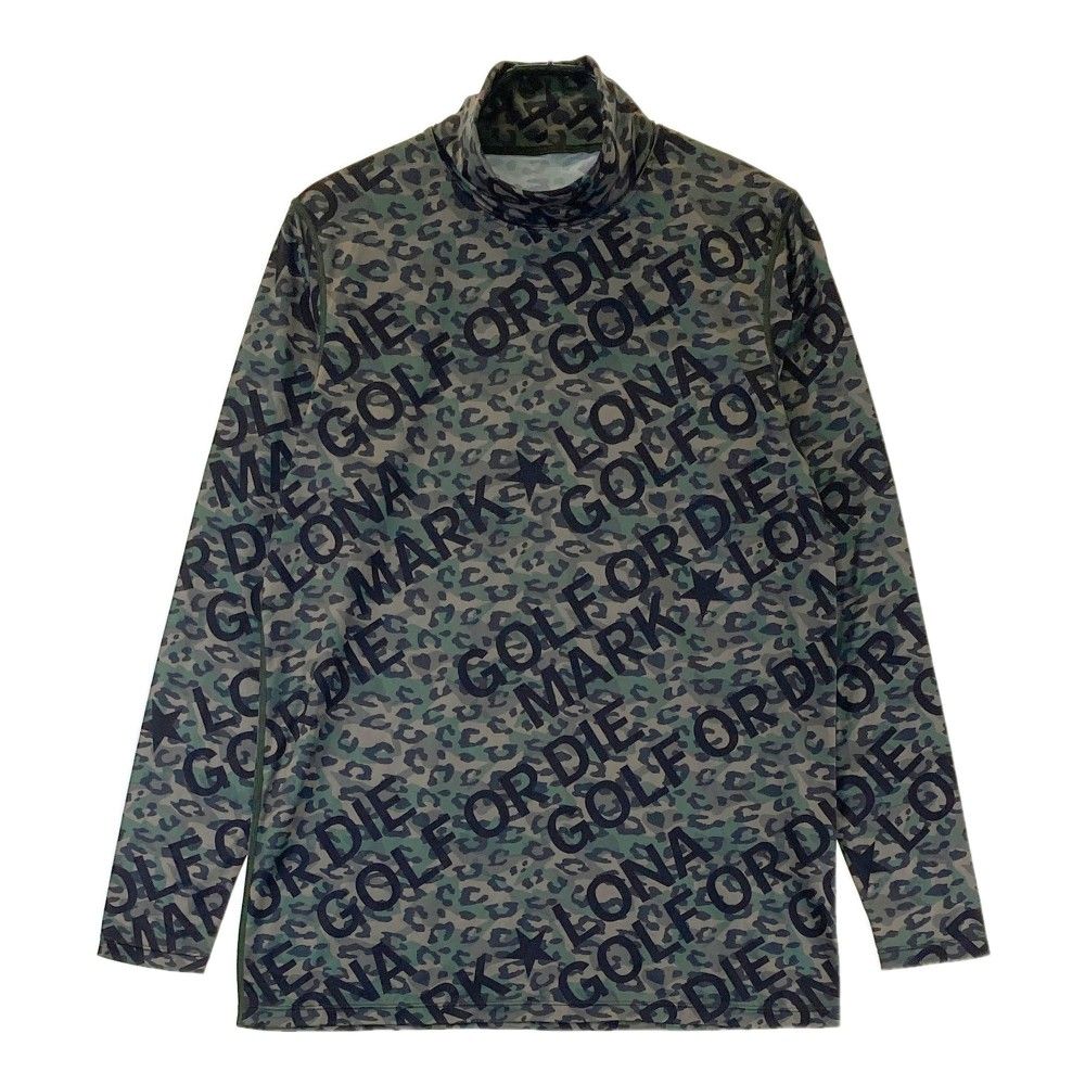 サイズ：LXL MARK&LONA マークアンドロナ  ハイネック長袖Tシャツ 総柄 カーキ系 [240101456986] ゴルフウェア メンズ ストスト サイズ：LXL MARK&LONA マークアンドロナ ハイネック長袖Tシャツ