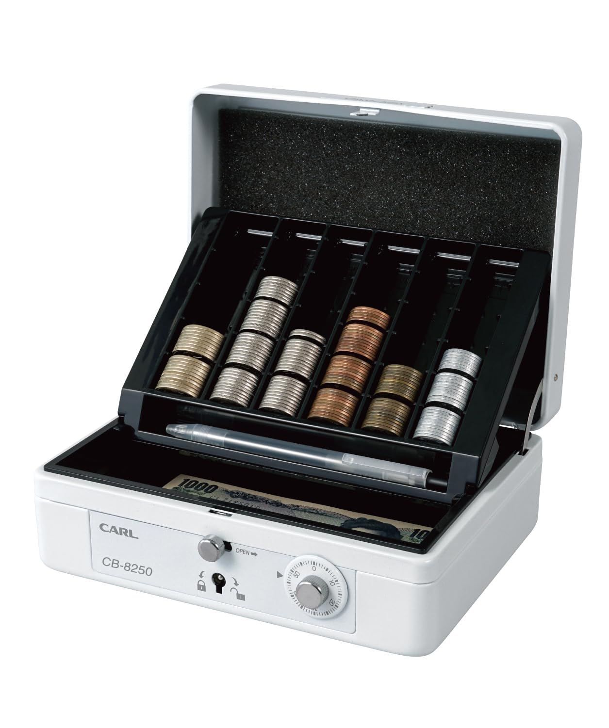新着商品 そとレジ 手提げ金庫 キャッシュボックス A6 カール事務器 CARL ホワイト CB-8250-W