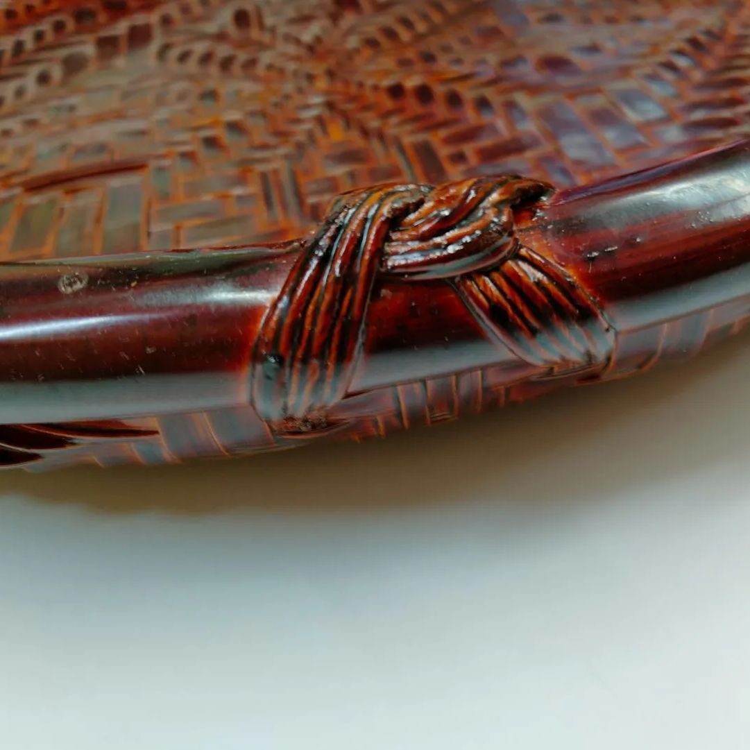 未使用品鎌倉彫菓子器椿アンティーク