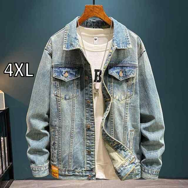 4XL メンズ ファッション 服 男性用 オシャレ シンプル 大人 かっこいい ストリート アメリカン レトロ デニム ジャケット スタイル ウォッシュ加工 ダメージ加工 トップス カジュアル ジャケット