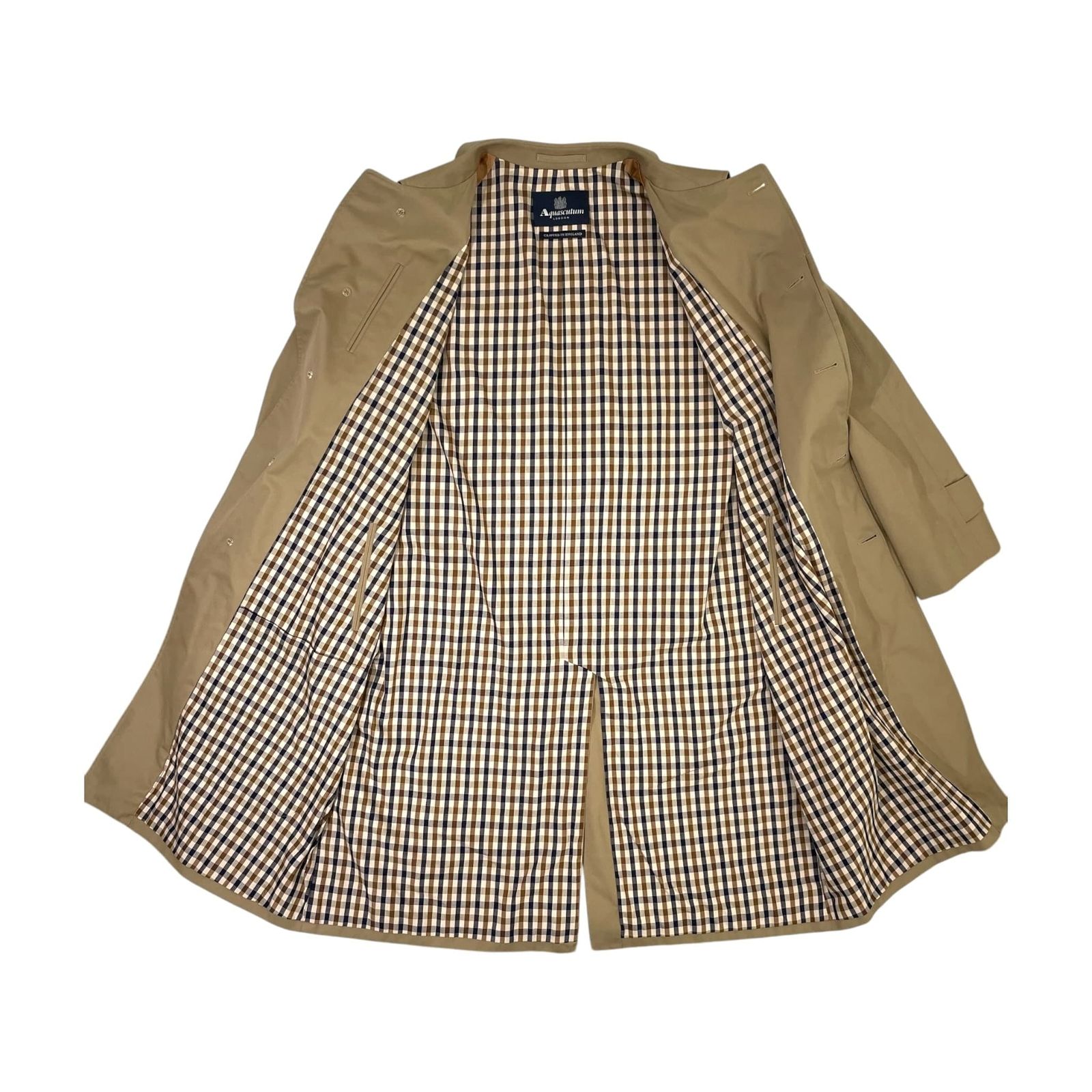Aquascutum アクアスキュータム 英国製 裏チェック ステンカラーコート