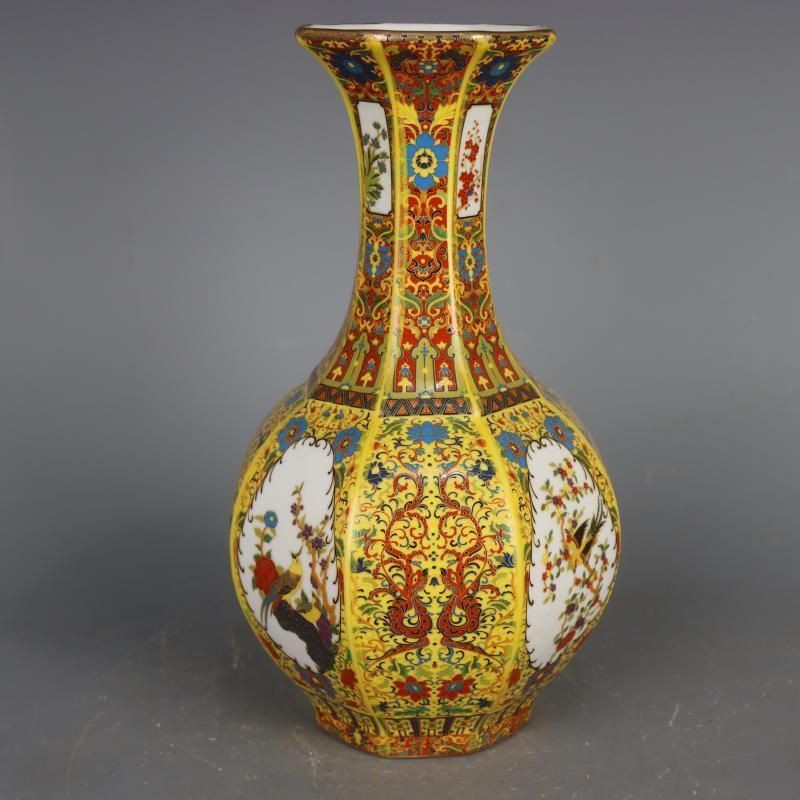 雍正琺瑯綵花鳥蒔金双生扁瓶  陶磁器  現代工芸品 美術品 置物 雍正琺瑯綵花鳥蒔金双生扁瓶 陶磁器 現代工芸品 美術品 置物