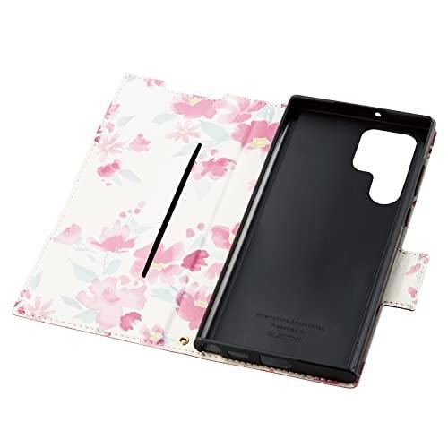 【新品・5営業日で発送】ELECOM エレコム Galaxy S22 Ultra(SC-52C／SCG14)用レザーケース 手帳型 UltraSlim Flowers 薄型 磁石付き ディープピンク ／ PM-G223PLFUJPND