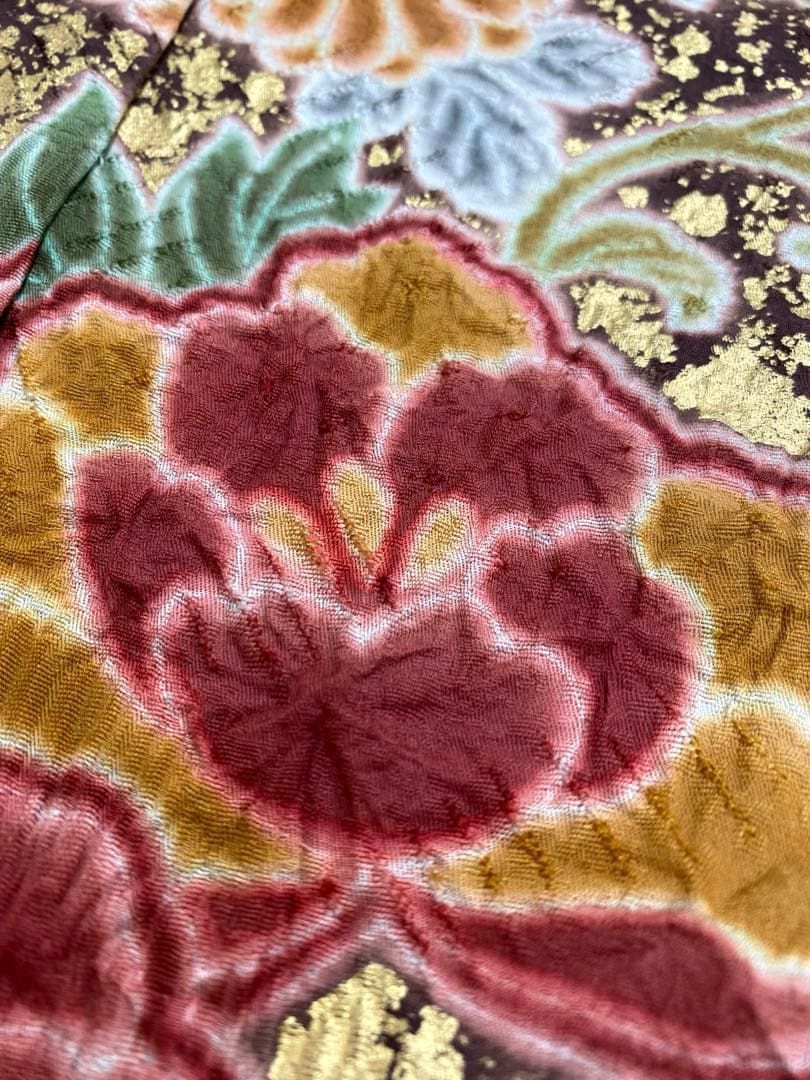 振袖 仮絵羽 金彩 紋意匠 絞り 正絹 未仕立て品 八掛付き 【公式通販】