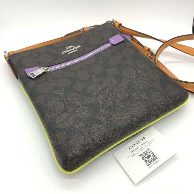 COACH ミニ ローアン ファイルバッグ シグネチャー キャンバス アイリス CF340