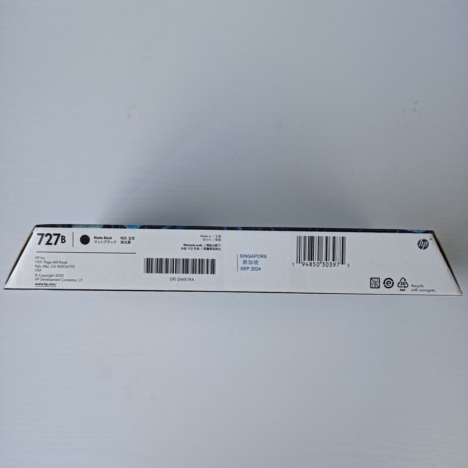 新品未開封　HP727B　純正インクカートリッジ　マットブラック 300ml HP 727Bインクカートリッジ マットブラック 300ml ( 3WX19A