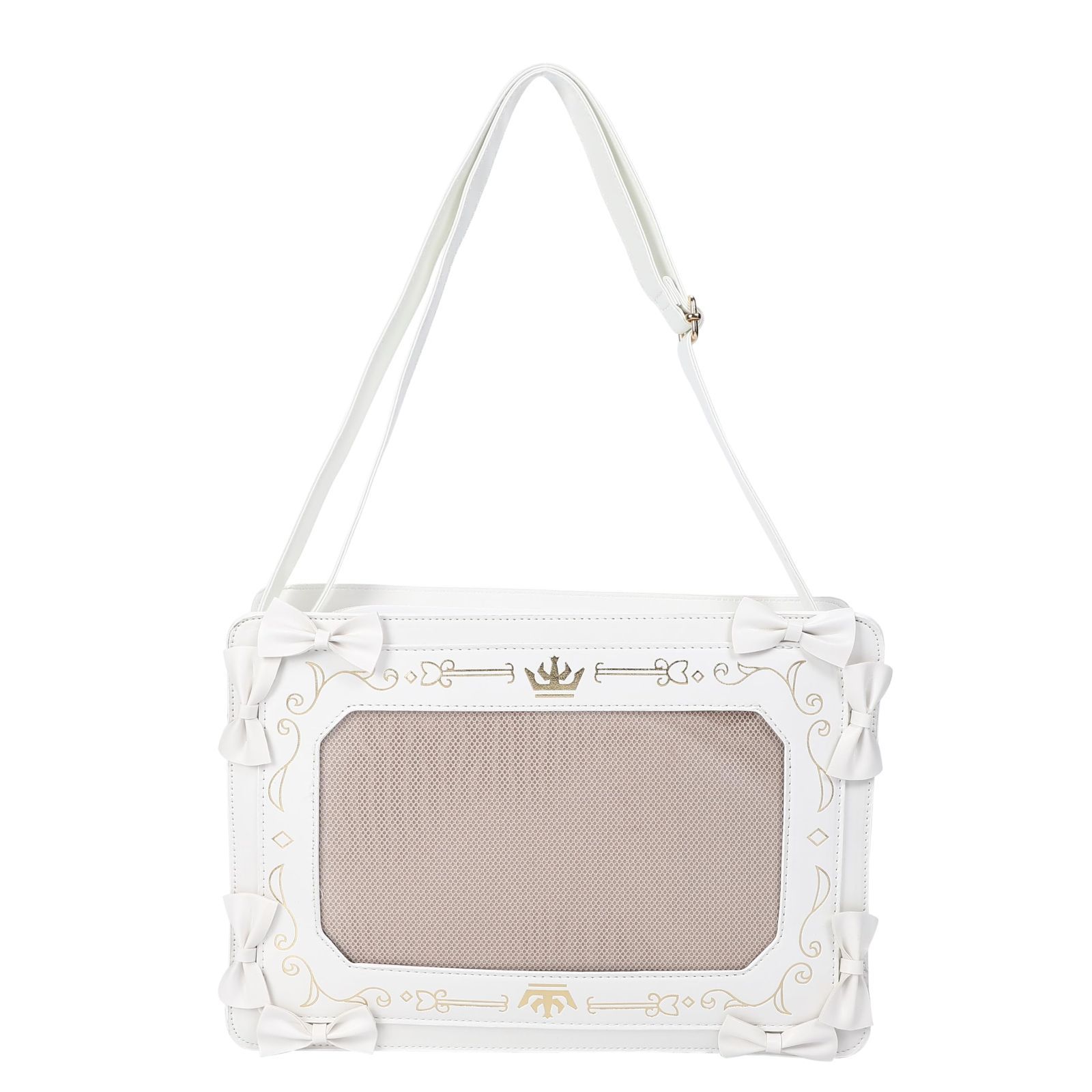 ゴシック 痛バック 大人 痛バ 推し活バッグ いたばっく いたば ショルダーバッグ ショルダー ハンドバッグ 黒 白 ブラック 痛バッグ ホワイト レザー調 リボン おしゃれ [ハルジオ] 推し活 ト