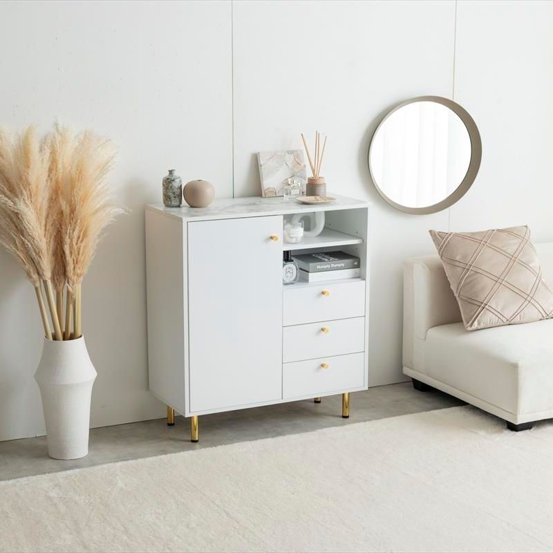 ♪おしゃれ 脚付き キャビネット 幅70cm 収納家具 リビング収納 ラック チェスト かわいい 姫系