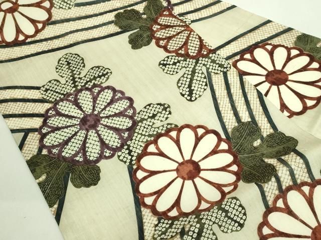 平和屋着物□極上 九寸名古屋帯 草花文 薄い錆青磁色地 逸品 DZAA7184kh5