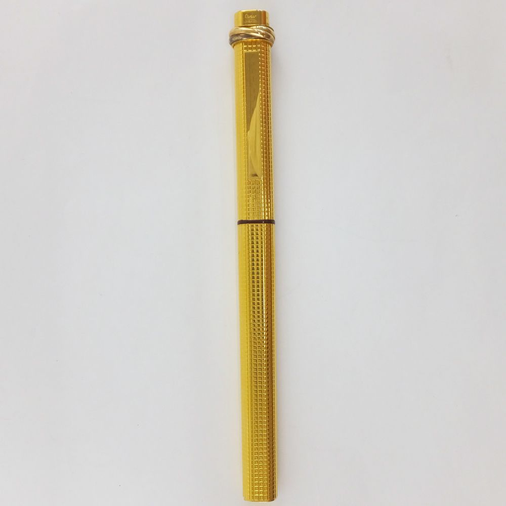 天白】【CARTIER】カルティエ 万年筆 メッキ ゴールドカラー