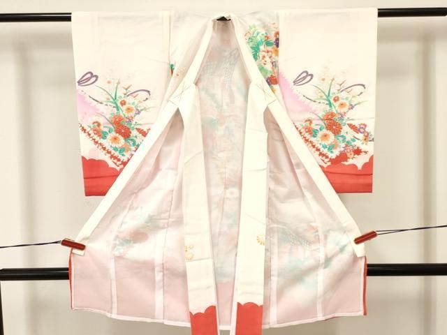 平和屋着物 夏物 絽 お宮参り 女の子 祝着 産着 初着 のしめ 駒刺繍 御所車花文 金彩 ma