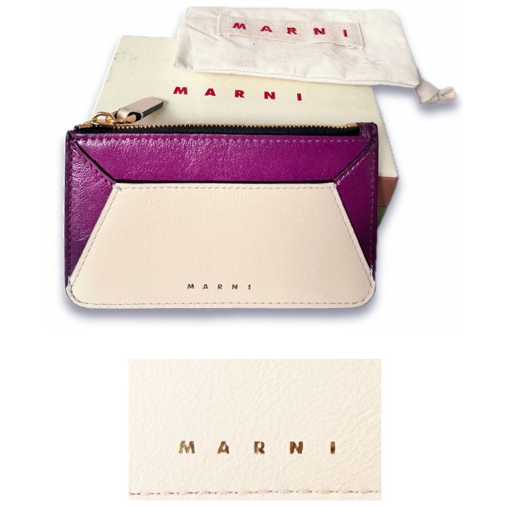 新品マルニMARNIレザー カードケース(ミニ財布)フラグメントケース赤紫  