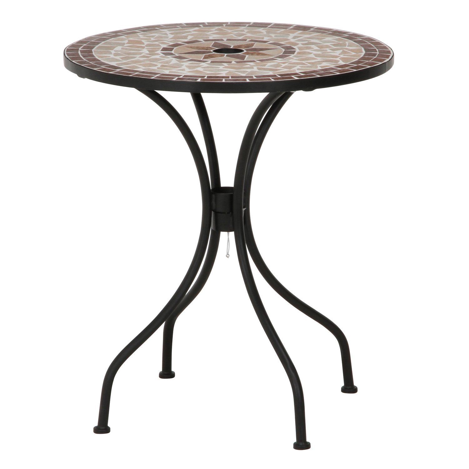 新着商品 不二貿易 ガーデンテーブル 星柄 タイル テーブル パラソル穴 素焼き調 幅61×奥行61×高さ69.5cm 組立商品 ブラウン 10655