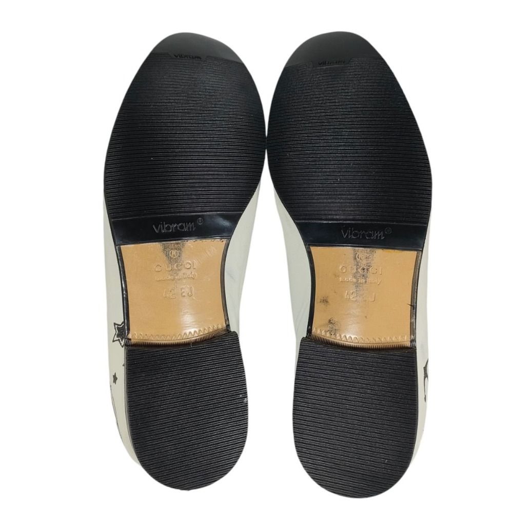 モカシン・デッキシューズ 良品 名作 GUCCI グッチ タトゥーコレクション レザー マーメイドペイント ホールカット シューズ 211712 42EJ 27㎝相当 ホワイト メンズ 古着 中古 USED 上品な見た目