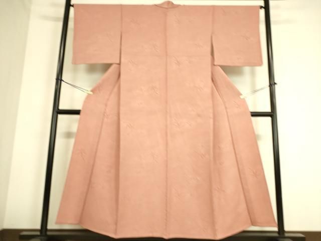 平和屋着物●上質な色無地　草花地紋　梅染色　正絹　逸品　DAAZ7514ud 平和屋着物▽上質な色無地 単衣 草花地紋 紅梅色 正絹 逸品 DAAS0771az