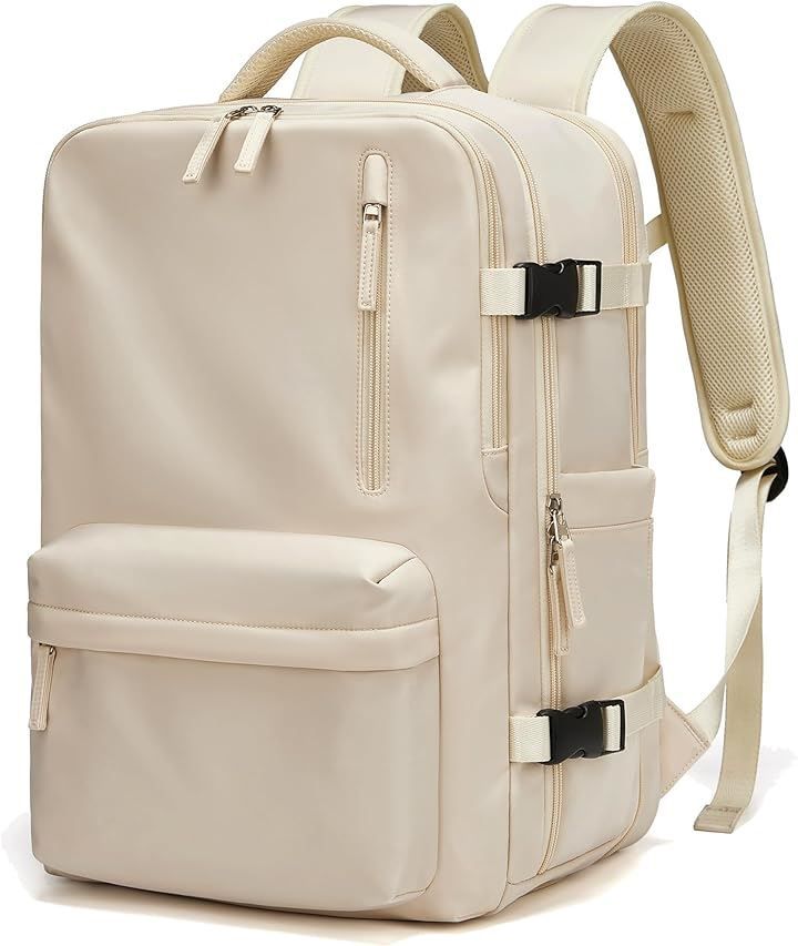 SUNOGE リュック ビジネス メンズ レディース リュックサック バックパック 大容量 シューズ入れ PCバッグ カバン 2WAY 旅行 USBポート付 防水 撥水加工 盗難防止 多機能 耐衝撃( 2.拡張型 ベージュ，  2.拡張型)
