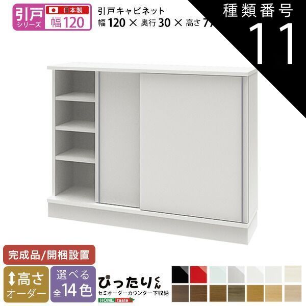 種類11:ミントグリーン（艶有）  セミオーダーカウンター下収納ぴったりくん キャビネット 幅120cm×奥行30cm