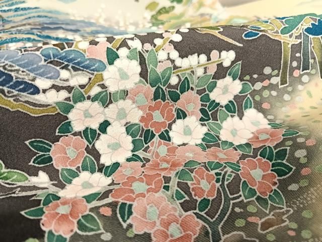 平和屋着物○京加賀友禅 松本健一 色留袖 花鳥文 暈し染め