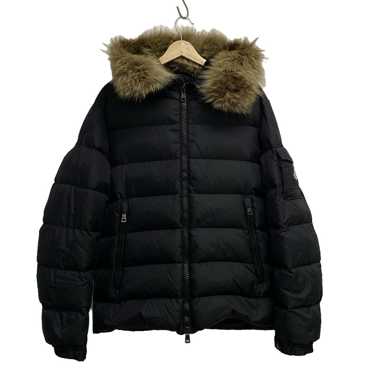 MONCLER(モンクレール) ダウンジャケット サイズ4 XL メンズ BYRON(バイロン) 黒 長袖/ファー/冬 - メルカリ