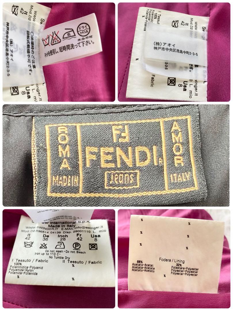 美品正規品】FENDI フェンディ Aライン プリーツ ノースリーブワンピース-