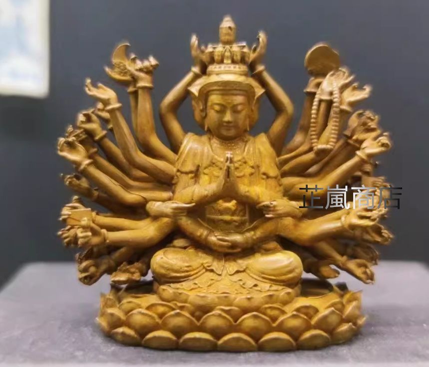 真鍮 精密彫刻 仏像 准胝仏母像 置物