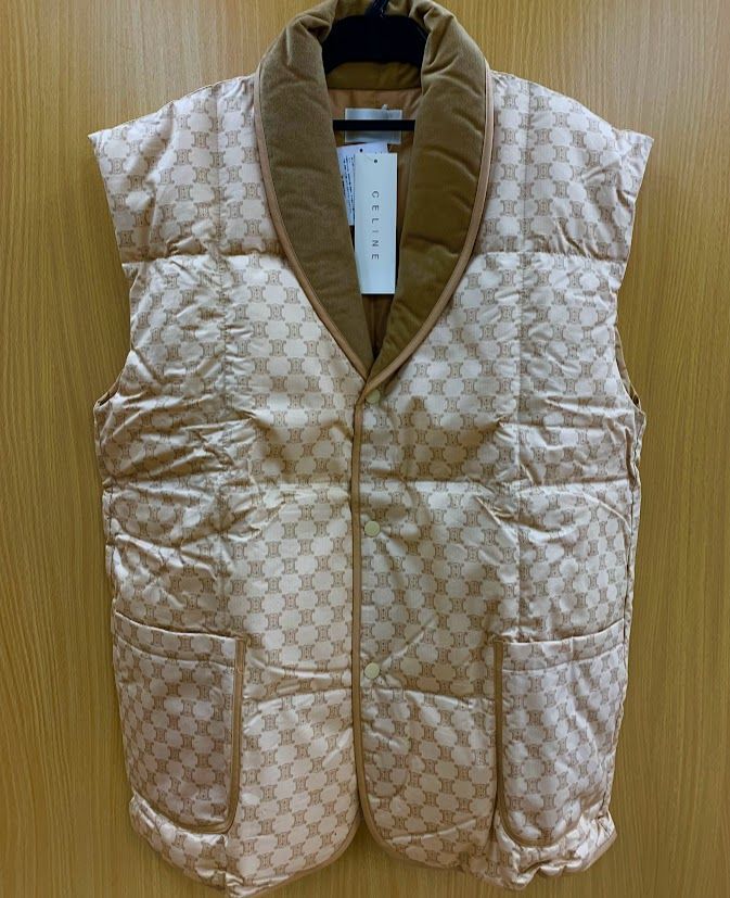 CELINE(セリーヌ)×西川 日本製 ダウンベスト トリオンフ柄 メンズ M～L