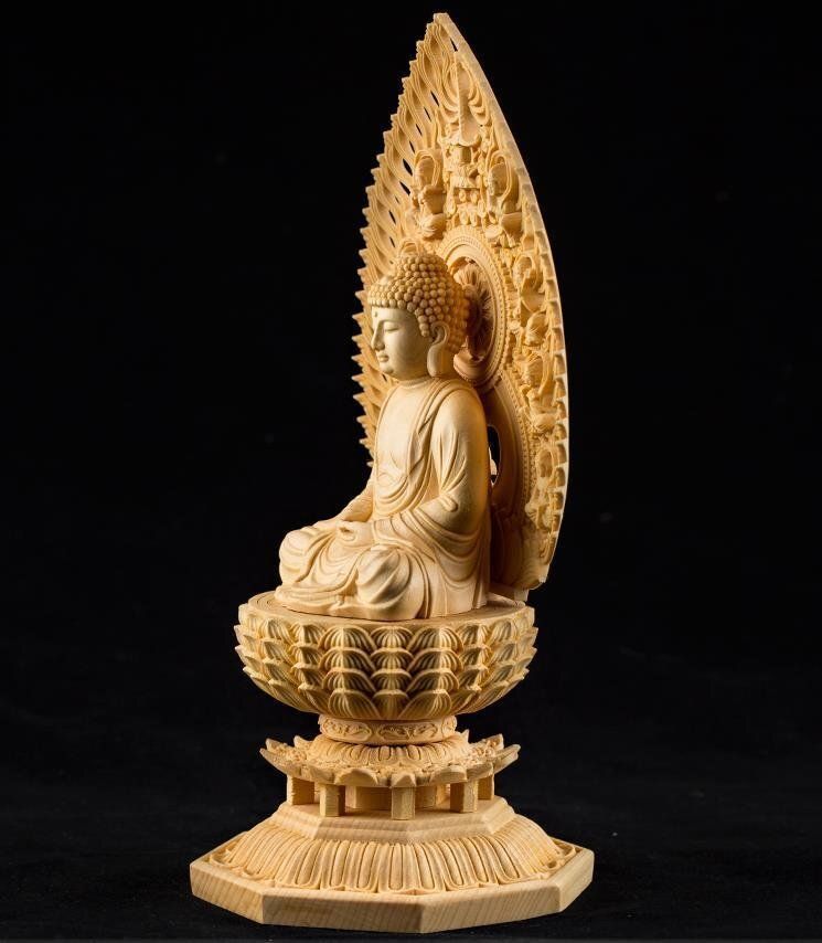 木彫仏像 自在観音菩薩 仏師彫り 招財開運 仏教工芸品 精密彫刻 高さ