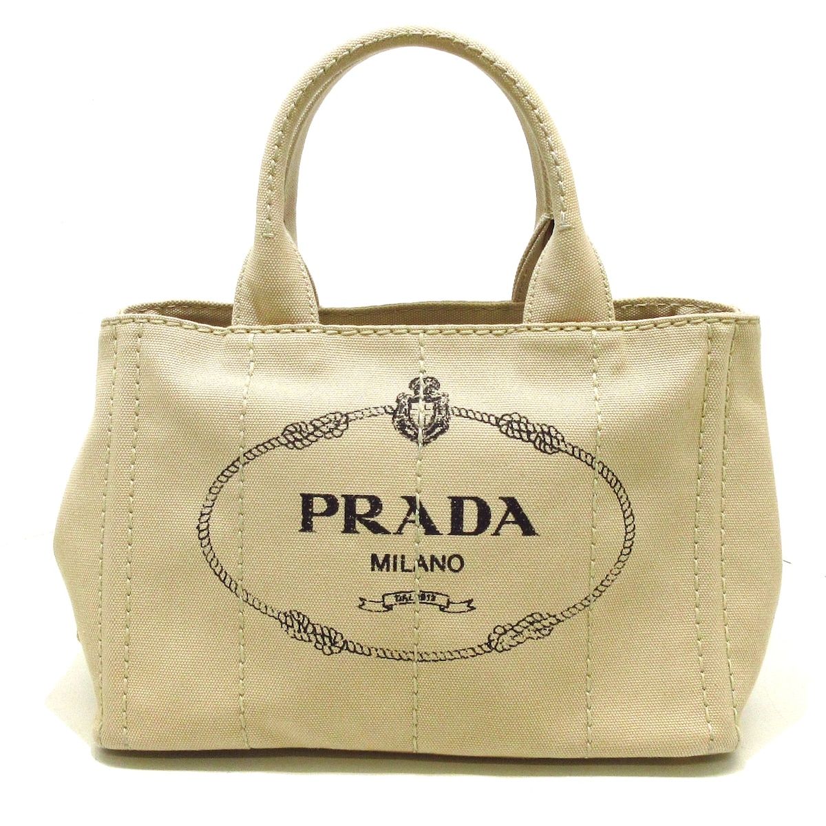 PRADA(プラダ) トートバッグ レディース CANAPA ベージュ キャンバス ...