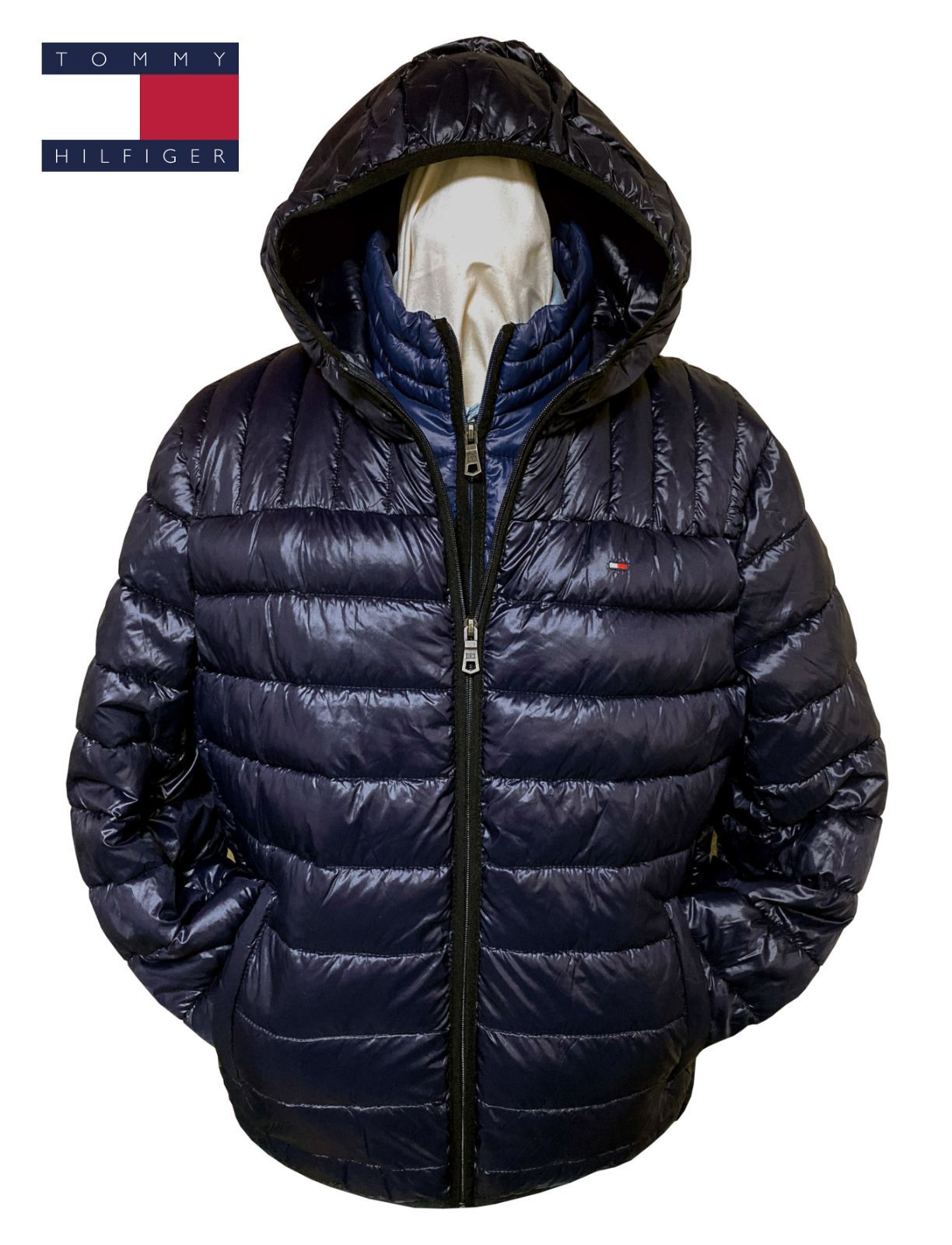 【在庫処分】 【大特価】 【現品限り】 トミーヒルフィガー TOMMY HILFIGER トミー 中綿ジャケット ジャケット ブルゾン アウター ネイビー Sサイズ 155AN491