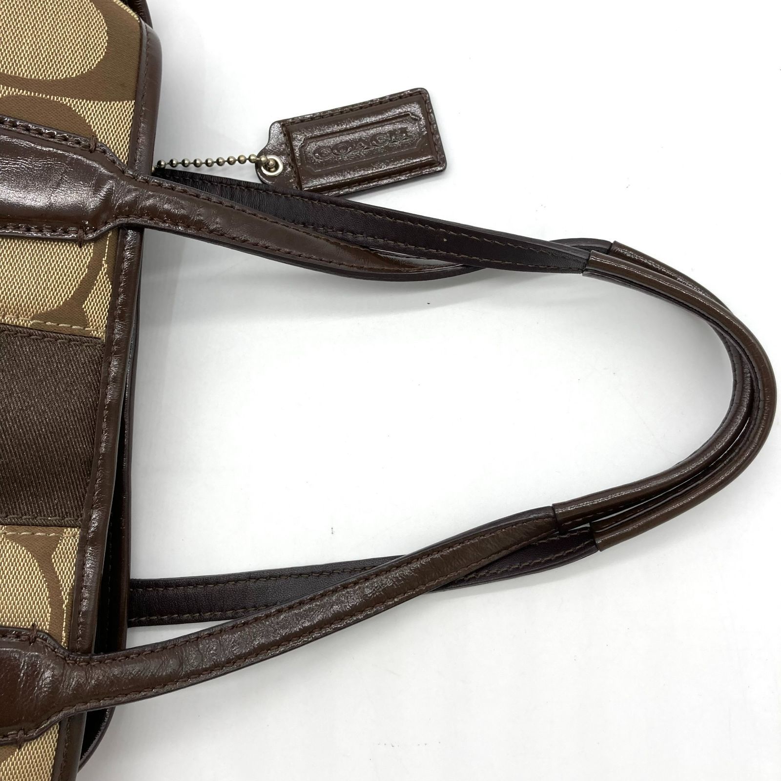 ▽COACH/コーチ がま口トートバッグ シグネチャー F13533 ブラウン 