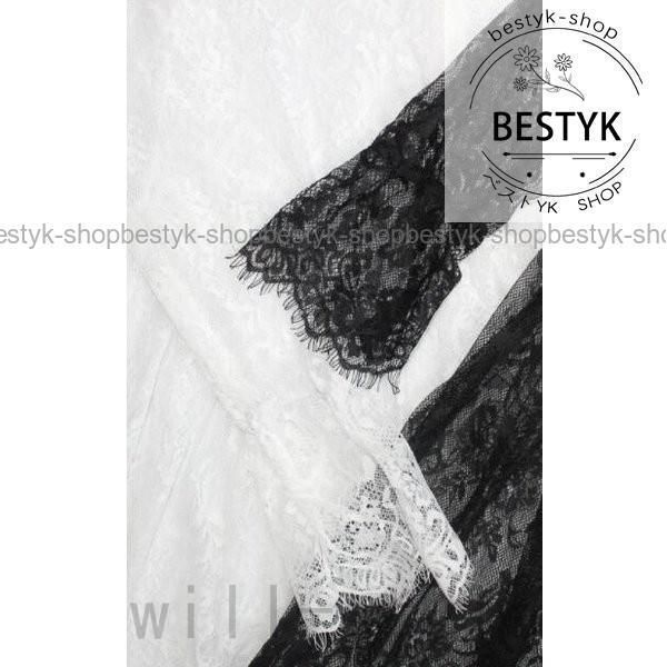 総レースワンピース長袖チュール花柄刺繍