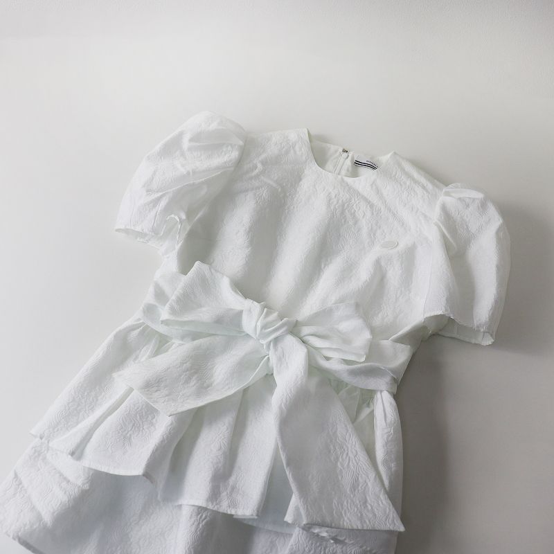 ボーダーズアットバルコニー　ペプラムトップス　ジャガード　パフスリーブ　黒 38 ボーダーズアットバルコニー♡ジャガードペプラムトップス