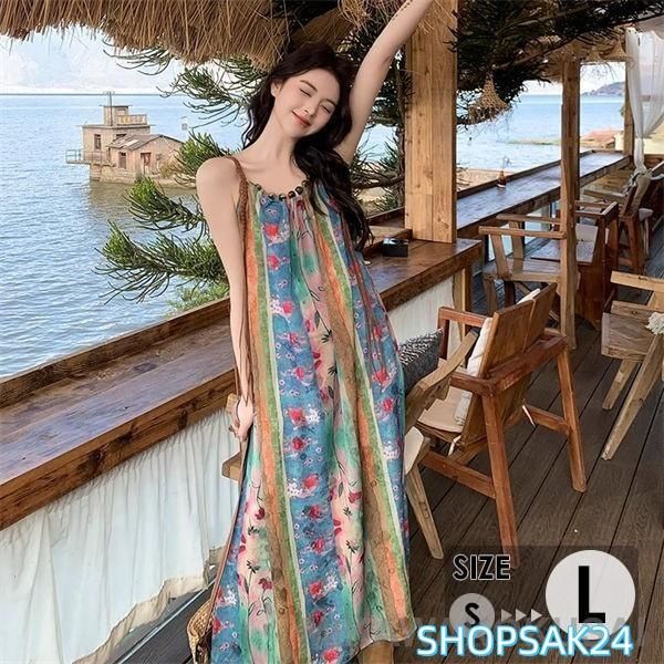 ワンピース レディース リゾートワンピース リゾート サマードレス ドレス ロング シフォン サマー 夏ワンピ リゾートワンピ Aライン ワンピ ロングワンピース ハワイ サマードレス☆レディース