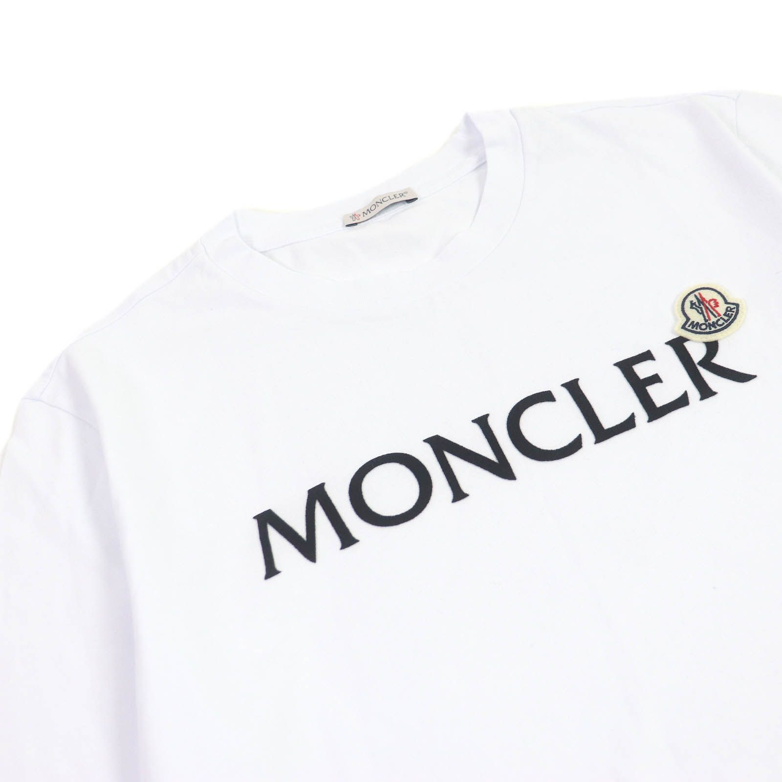 極美品□MONCLER モンクレール 24SS コットン100％ ロゴワッペン付き クルーネック カットソー 半袖Ｔシャツ ホワイト S 正規品  メンズ - メルカリ