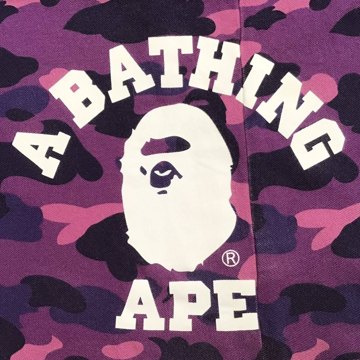 Purple camo カレッジロゴ ポロシャツ Mサイズ a bathing ape BAPE 