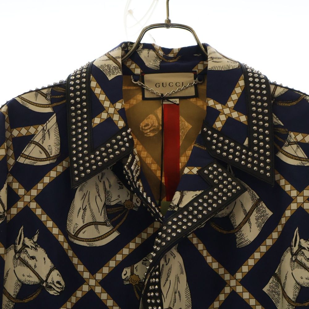 GUCCI (グッチ) レザースタッズ ライニングホースプリント ロング