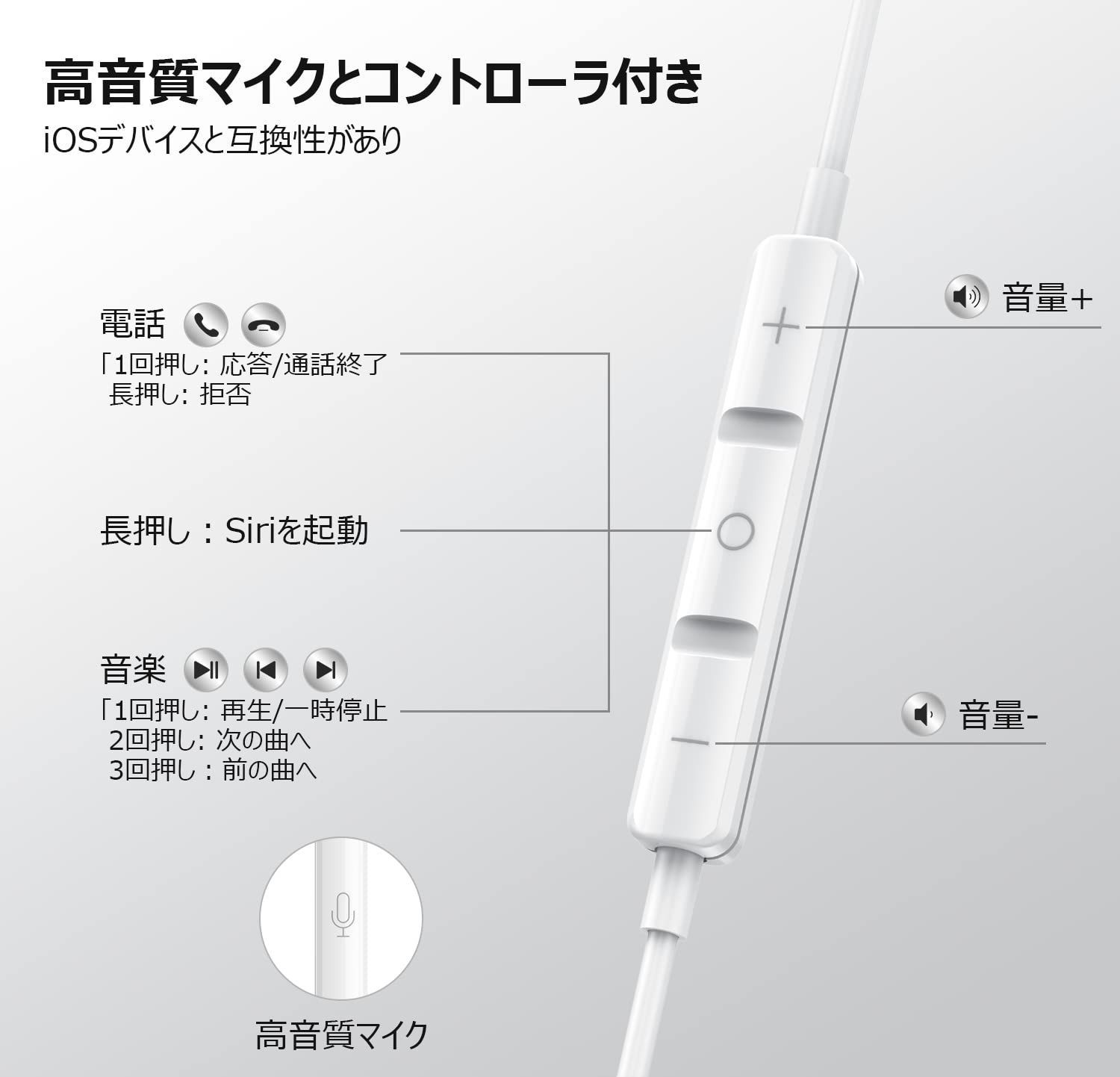 数量限定】マイク付き 通話可能 ノイズキャンセリング 有線 イヤホン