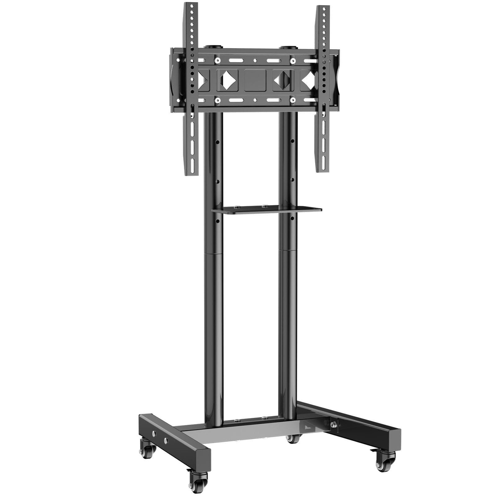 100x100-400x400mm32 VESA 40 tvモニタースタンド 移動式 43 壁寄せ 可動式テレビ台 50 自立式ハイタイプ 55型TV 高さ調節 棚板付き Stand LED対応 4K cart 床置き26 60インチ液晶 テレビスタンドキ