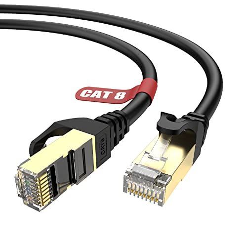8m_黑 Lovicool CAT8 LANケーブル 8M カテゴリー8 ランケーブル 有線lan 40Gbps/2000MHz CAT8準拠 RJ45コネクタ 高速 イーサネットケーブル PC モデム? ルーター PS3 PS4 Xbox等に対応（ブラック）